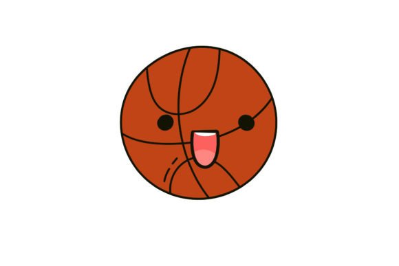 Cute and Playful: School Tools Basketball Kawai Icon