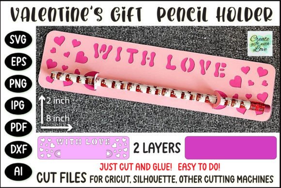 Cute Pencil Holder for Valentine's Day Embroidery