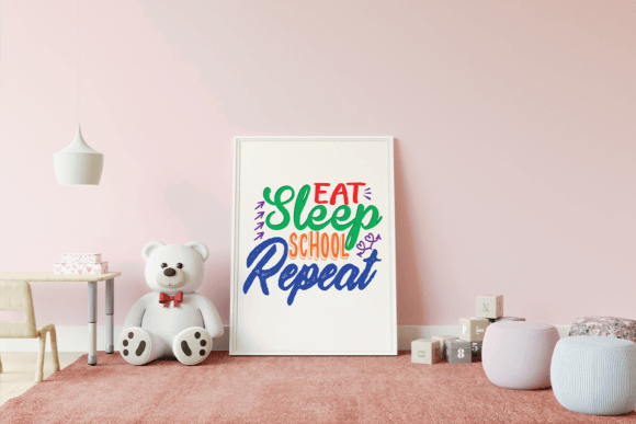 Eat Sleep School Repeat: A Versatile Embroidery Design