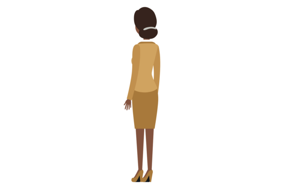 Evaluating Black Woman in Formal Clothes Rear View