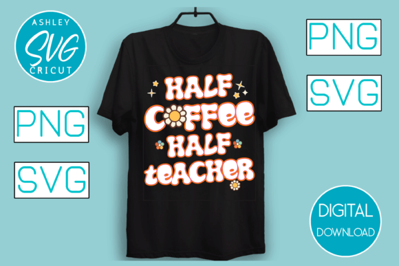 Half Coffee Half Teacher: A Charming Embroidery Design