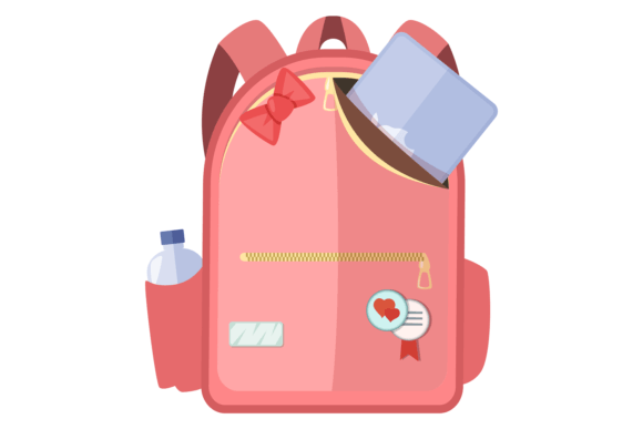 Pink Student Backpack: A Charming Embroidery Design