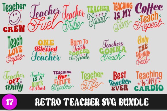 Retro Teacher. Quotes Svg Bundle: A Versatile Embroidery Set