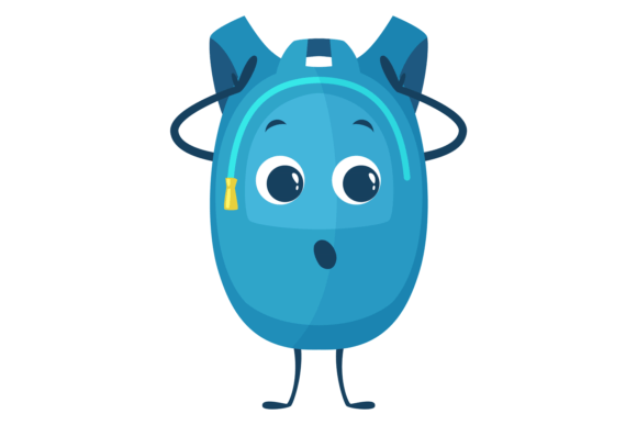 Review: Funny Face Backpack. Blue Cartoon School