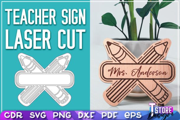 Teacher Sign Laser Cut SVG for Embroidery