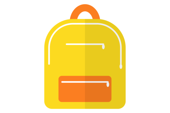 Yellow Backpack Flat Icon for Embroidery Projects